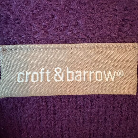 Croft&Barrow 100% Wool Plum Purple Full Zip Sweater Jacket Front Pockets Size S - Picture 7 of 10